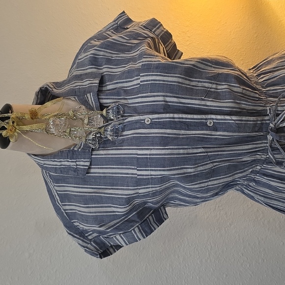 Japne Dress Fun And Comfortable Blue And White Stripe Cotton Rayon Blend Large - Picture 2 of 5